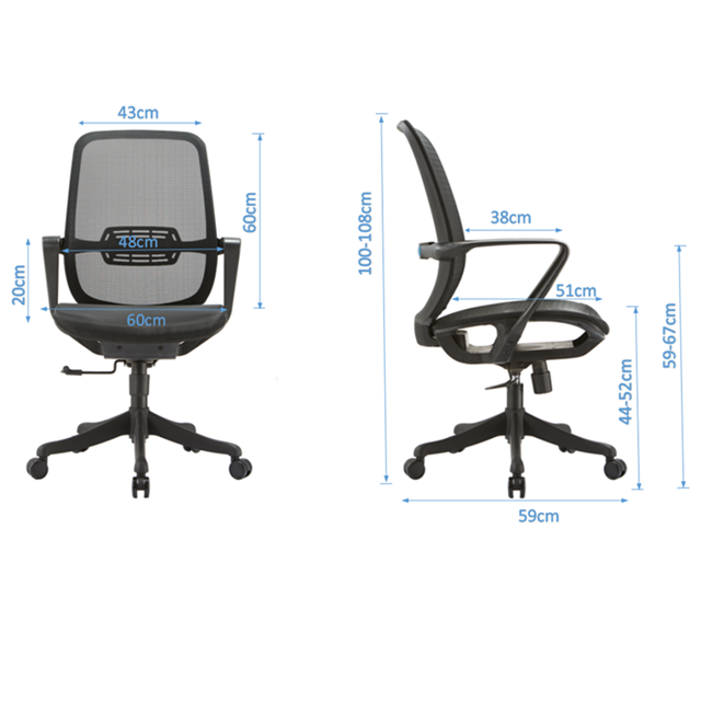 Mid-back mesh office reclining chair with ergonomic and rotating design(YF-B2208)