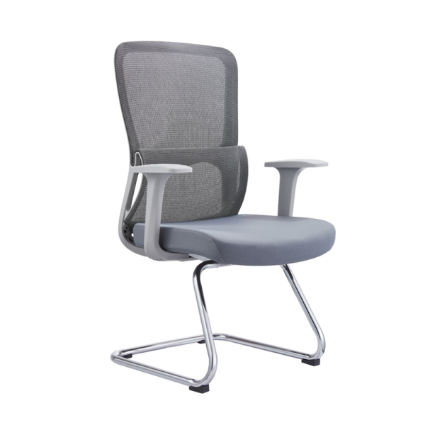 Chaise de conférence ergonomique en maille avec dossier mi-haut et structure métallique pour salle de réunion à domicile ou au bureau (fournisseur)