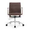 Brown Middle Back Task Office Chair | Durable Fixed Chrome Armrests Swivel Applicable to office areas