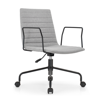 Office Task Chair Wholesale | Gray Middle Back Swivel Iron Armrest for Commercial Office Furniture