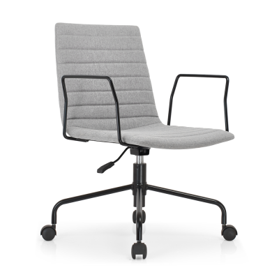 Office Task Chair Wholesale | Gray Middle Back Swivel Iron Armrest for Commercial Office Furniture