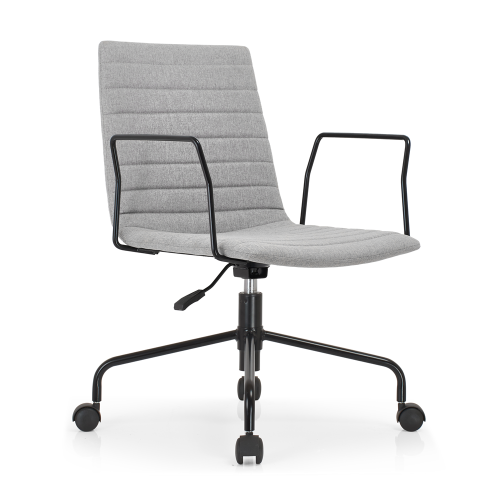 Office Task Chair Wholesale | Gray Middle Back Swivel Iron Armrest for Commercial Office Furniture
