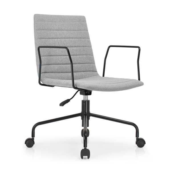 Office Task Chair Wholesale | Gray Middle Back Swivel Iron Armrest for Commercial Office Furniture
