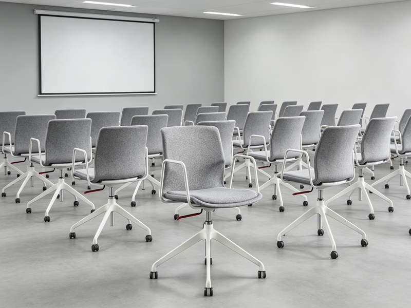 swivel fabric training chair with armrest