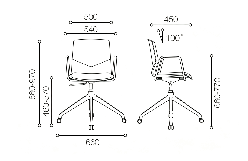 swivel fabric training chair with armrest