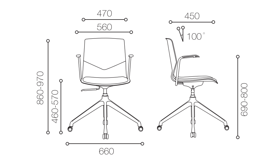 swivel fabric training chair with armrest