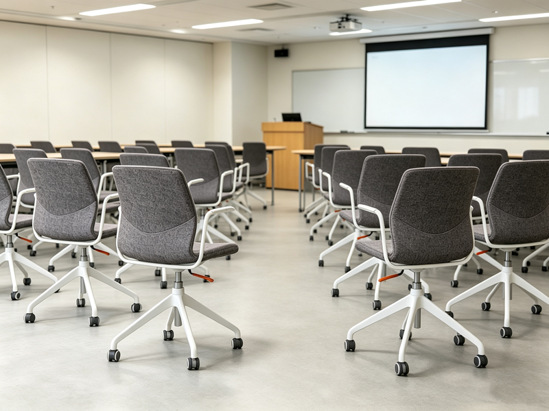 swivel fabric training chair with armrest