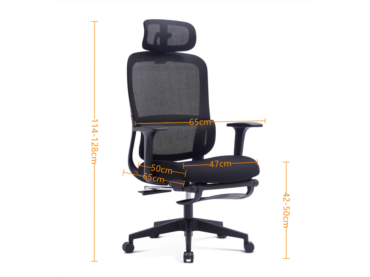Ergonomic mesh office chair with footrest