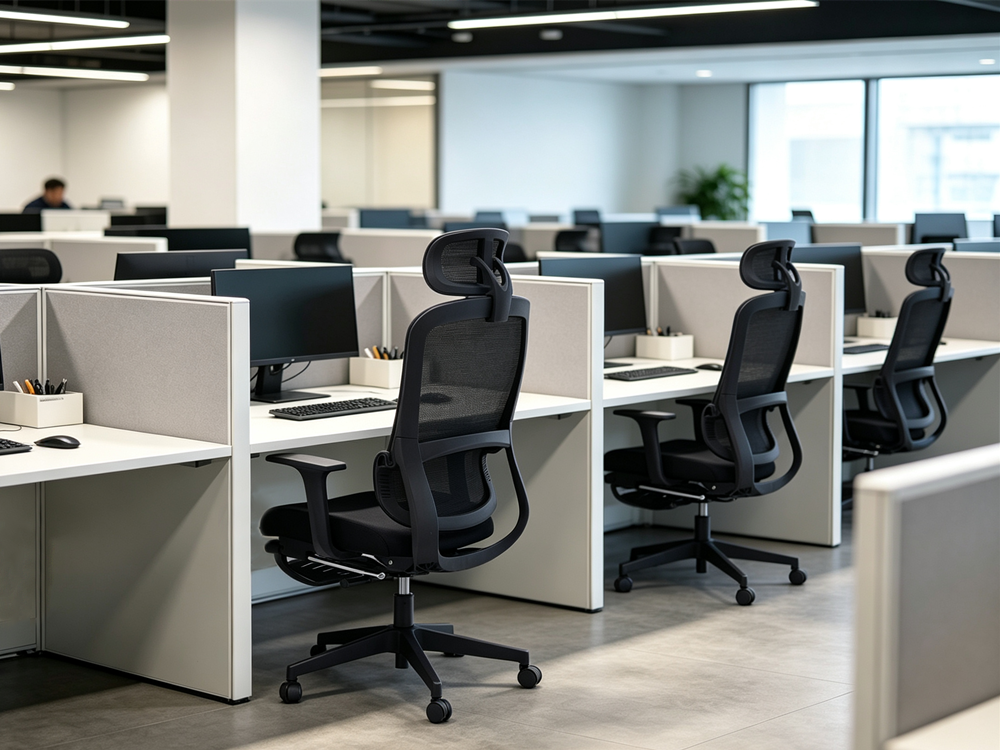 Ergonomic mesh office chair with footrest