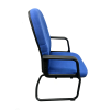 Blue Fabric Ergonomic Conference Chair With Armrest | Bulk Wholesale Meetinng Room Bow Leg Chair