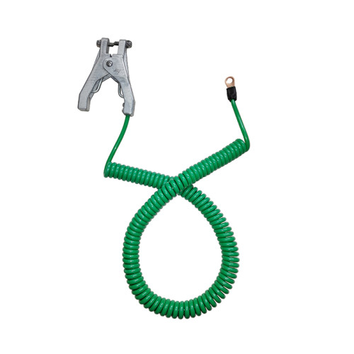 Orange grounding spiral cable with ATEX approved clamp