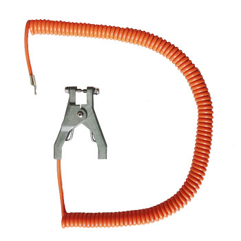 Orange grounding spiral cable with ATEX approved clamp