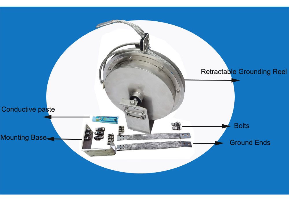 Retractable Grounding Reel for floating roof storage tanks bypass