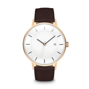 Fashion Stylish Brands Stainless Steel Custom Logo Leather Rose Gold Wrist Womens Quartz Watch Luxury