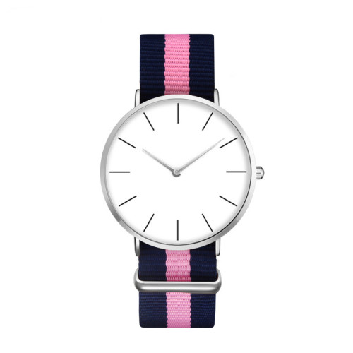Classic style large dial nylon strap watch for men and women