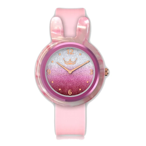New Arrival Popular Pink Stainless Steel Custom Logo Watch with Interchangeable Strap and Ring