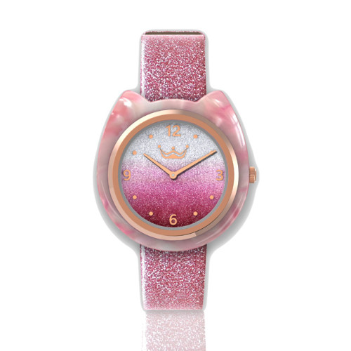 New Arrival Popular Pink Stainless Steel Custom Logo Watch with Interchangeable Strap and Ring