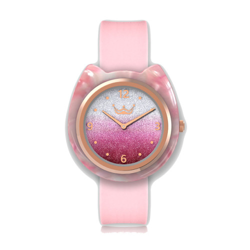 New Arrival Popular Pink Stainless Steel Custom Logo Watch with Interchangeable Strap and Ring