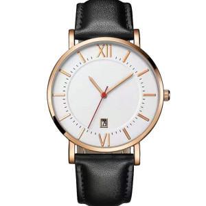 Leather Strap Roman Numeral Calendar Business Watch Simple Fashion Couples Watch Large and Small Dial