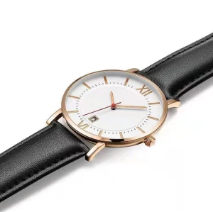 Leather Strap Roman Numeral Calendar Business Watch Simple Fashion Couples Watch Large and Small Dial
