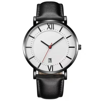Leather Strap Roman Numeral Calendar Business Watch Simple Fashion Couples Watch Large and Small Dial