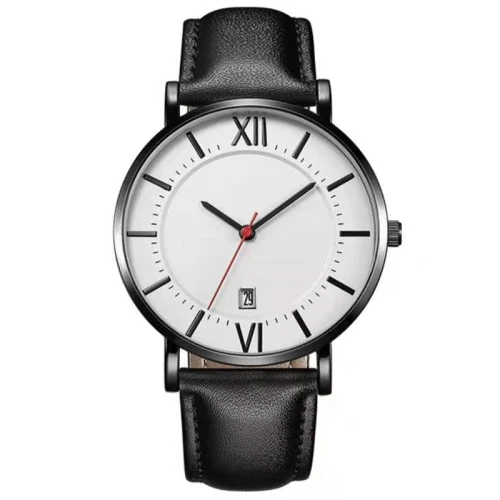 Leather Strap Roman Numeral Calendar Business Watch Simple Fashion Couples Watch Large and Small Dial