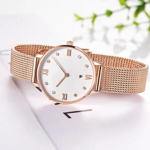 Japan Movt Quartz Stainless Steel Back Water Resistant Lady Wrist Watch Women