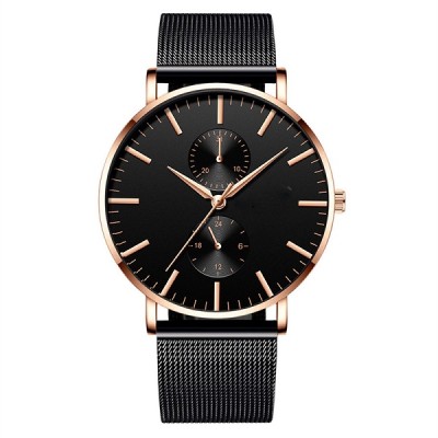 Men Watches Luxury Fashion Mens Business Watch Ultra Thin Thin Stainless Steel Mesh Belt Quartz Wrist Watch reloj hombre