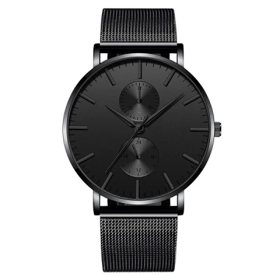 Men Watches Luxury Fashion Mens Business Watch Ultra Thin Thin Stainless Steel Mesh Belt Quartz Wrist Watch reloj hombre