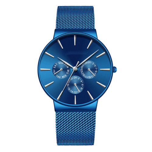 OEM Sunray Face Minimalist Luxury Brand Custom Logo Chronograph Men Quartz Watch with Three Sub-dials