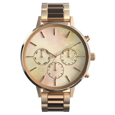 316L Stainless Steel Case Stainless Steel Chain Band Shell Dial Functional Chronograph Women Female Watches