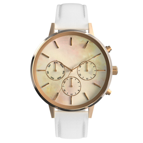 316L Stainless Steel Case Stainless Steel Chain Band Shell Dial Functional Chronograph Women Female Watches