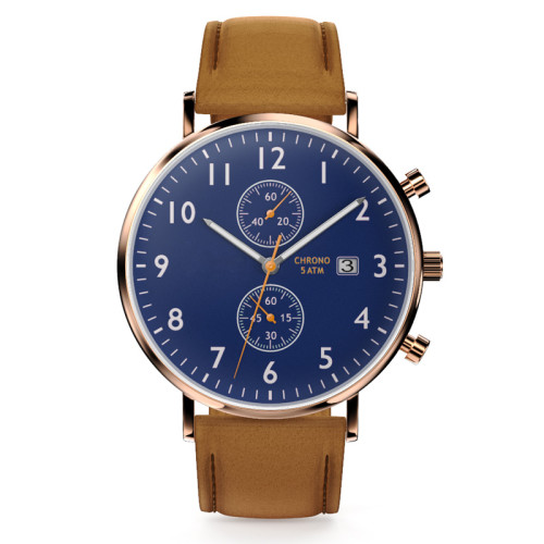 Custom branded shopping online leather chronograph watch fashion quartz man watches