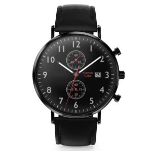 Custom branded shopping online leather chronograph watch fashion quartz man watches