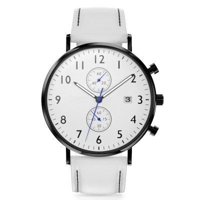 Custom branded shopping online leather chronograph watch fashion quartz man watches