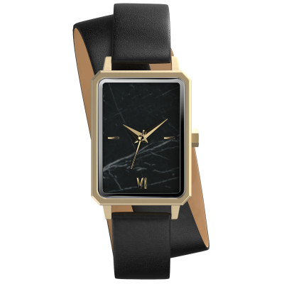 2021 new arrival white marble stone dial stainless steel square women wrist watch with double loop long band