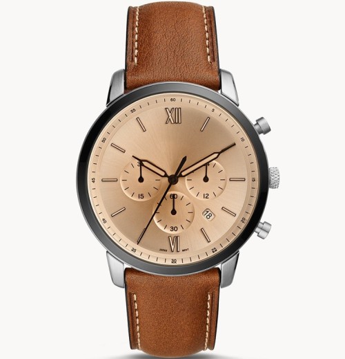 New fashion three second dial brown leather business men's wrist watches