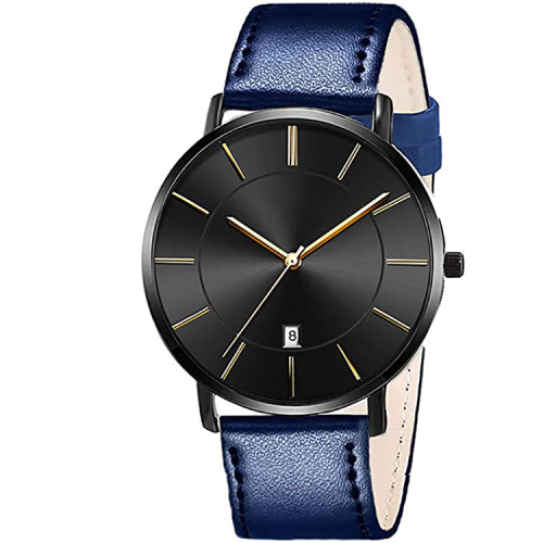 Minimalist ultra thin fashion casual analog quartz date watch