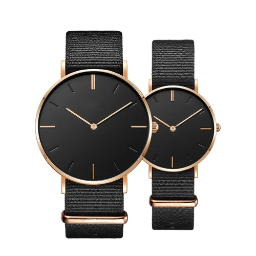 Multi color nylon strap natural texture simple 3 ATM waterproof quartz lovers fashion watches