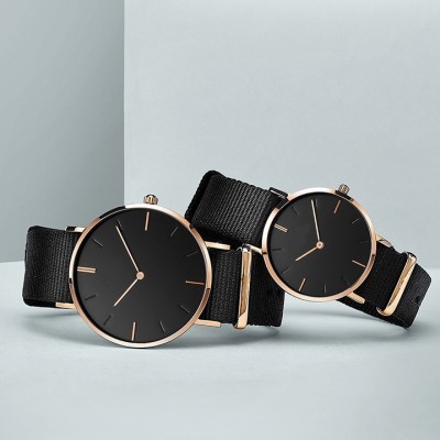 OEM fashion nylon strap simple waterproof couple quartz watches