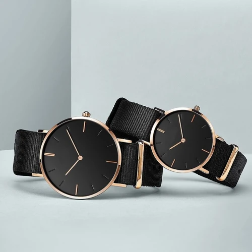 Multi color nylon strap natural texture simple 3 ATM waterproof quartz lovers fashion watches