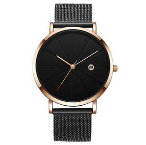 Private Label All Black Men Watches Interchangeable Milanese Bands Watches
