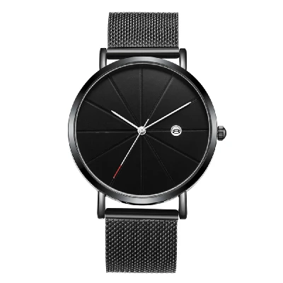Private Label All Black Men Watches Interchangeable Milanese Bands Watches