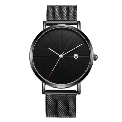 Private Label All Black Men Watches Interchangeable Milanese Bands Watches