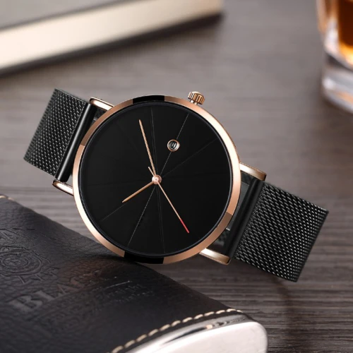 Private Label All Black Men Watches Interchangeable Milanese Bands Watches