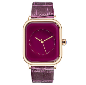 2021 Fashion Square Wrist Watch Women Stainless Steel Watch with Leather Strap