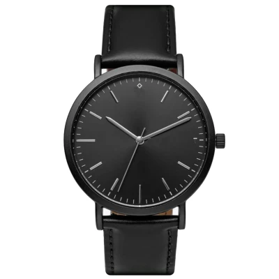 Quartz Minimalist Custom Brown Black For Men Genuine Leather Watch