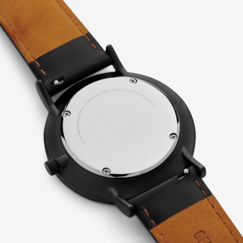Quartz Minimalist Custom Brown Black For Men Genuine Leather Watch