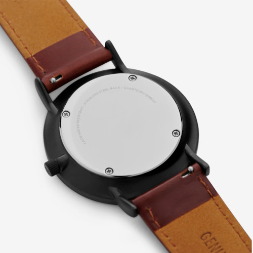 Custom logo luxury quartz men's wrist watch dark brown leather strap watches