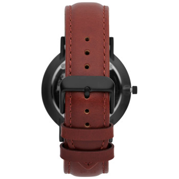 Custom logo luxury quartz men's wrist watch dark brown leather strap watches